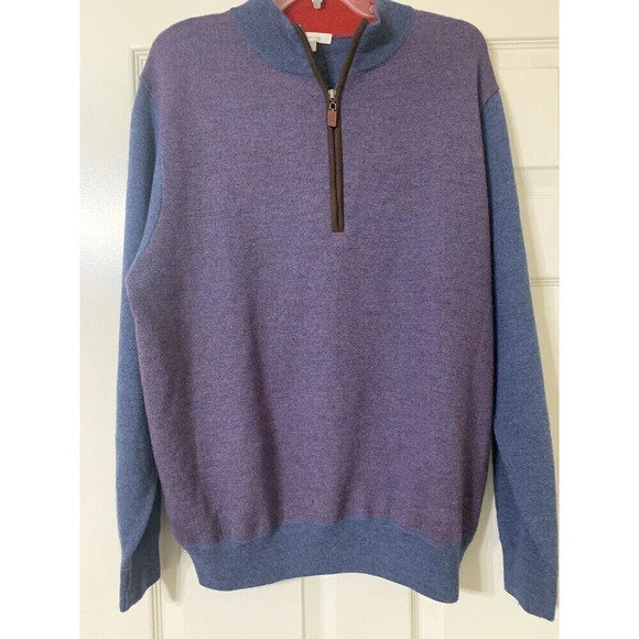 Oliver Ridley 100% Extra Fine Merino Wool 1/4 Zip Casual Or Golf Sweater Size L - Picture 2 of 7